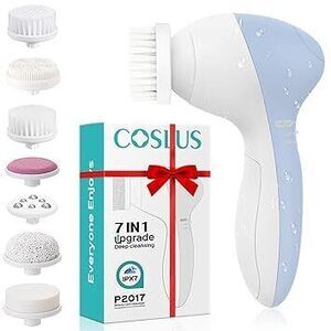 Facial Cleansing Brush Silicone Face Scrubber: 7 In 1 Fbs-D Electric Exfoliating